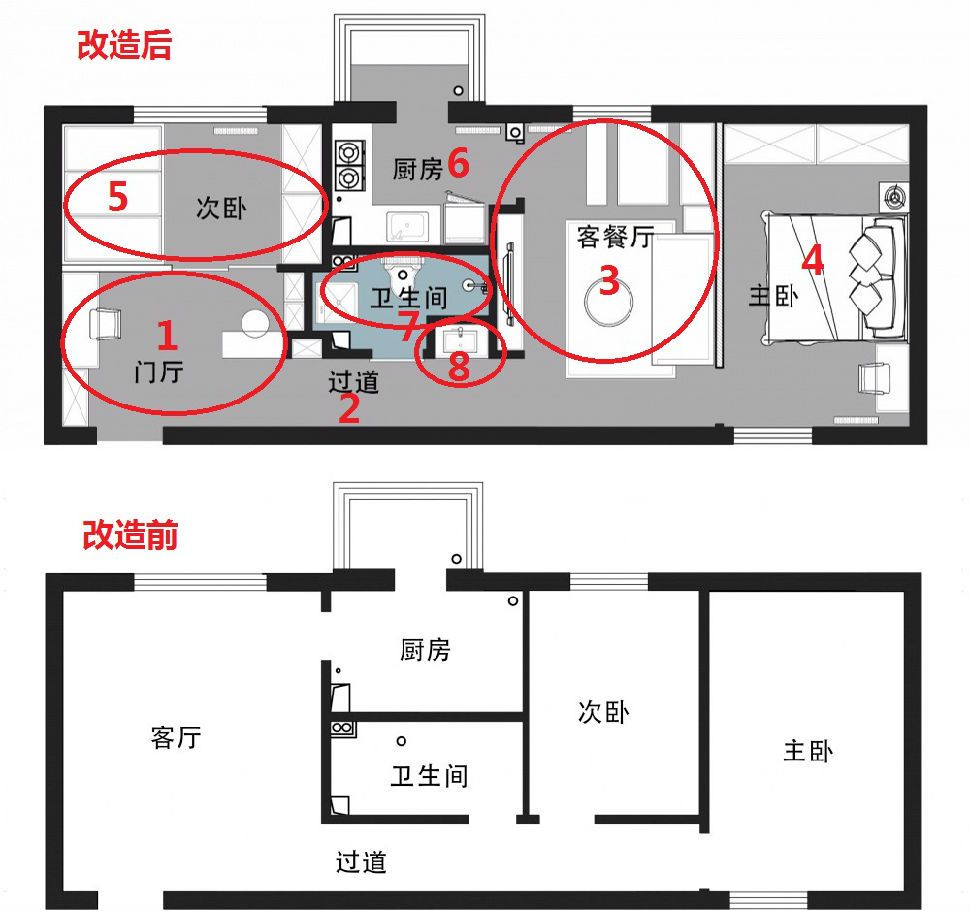 北京夫妻48平方小户型6万改造,二居室空间改造设计