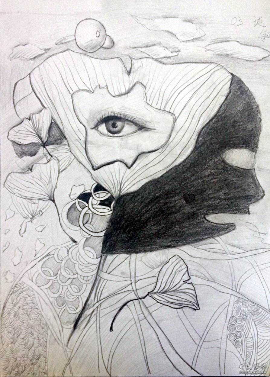 美女头像创意素描作品,素描鱼创意作品