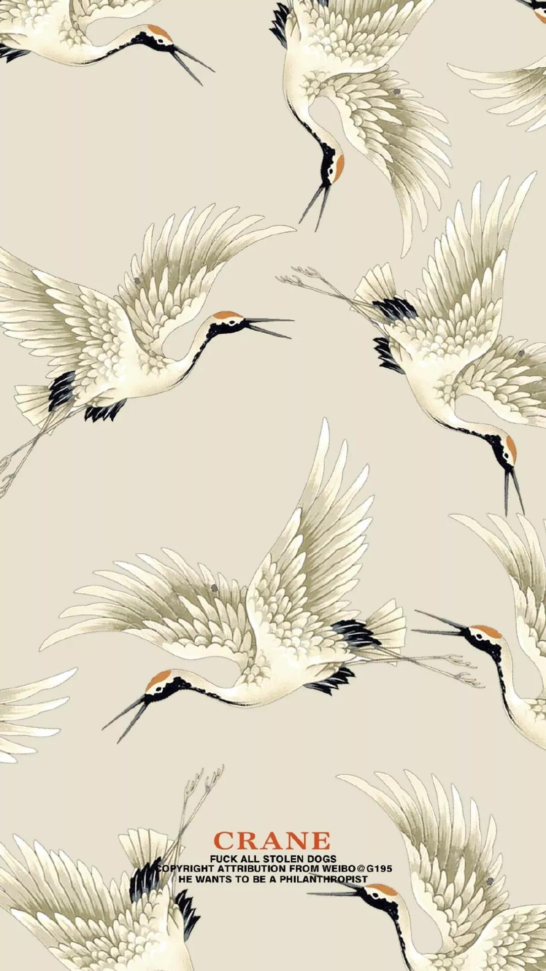 超高清古风仙鹤壁纸,仙鹤图案的中国风壁纸
