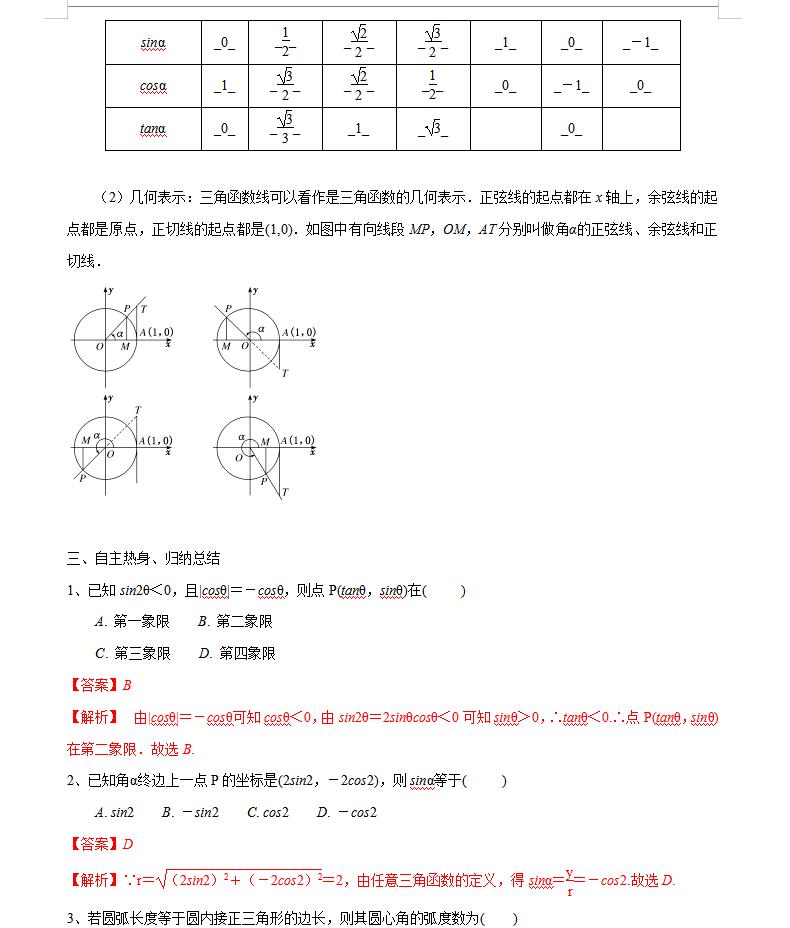 数学必修一最难的是三角函数,数学必修一三角函数总结图片