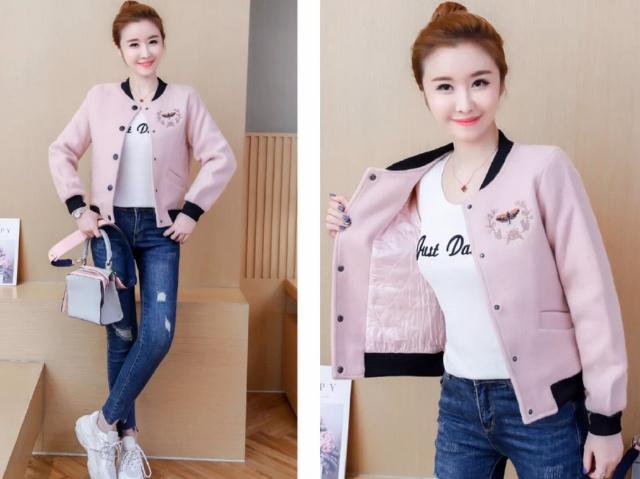 外套女款春秋季小个子减龄棒球服,秋冬款棒球服外套女小个子