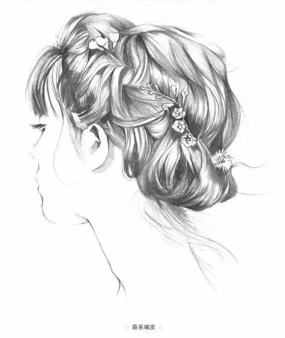 头发怎么画出层次感素描,素描侧脸头发画法教程