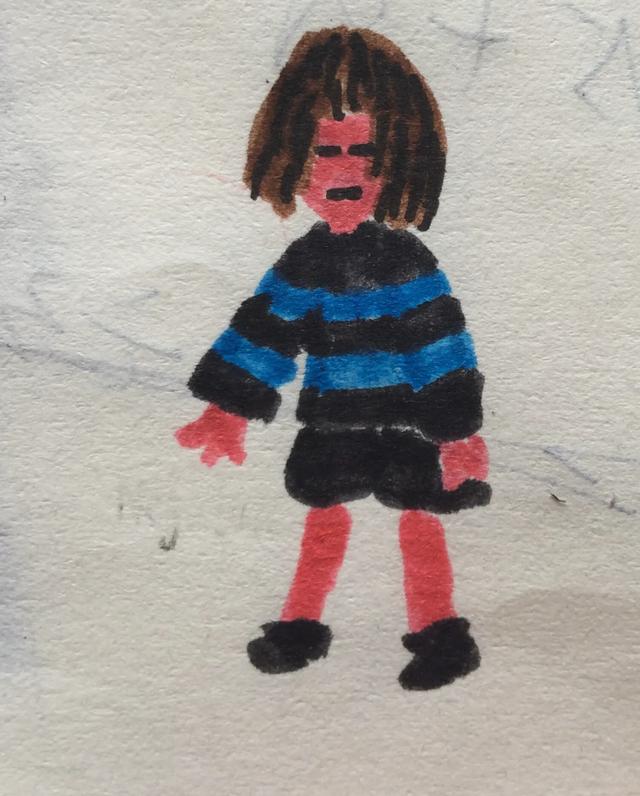 （作者手绘）各AU的Frisk，猜猜是哪些AU的（可能有些画的不好）