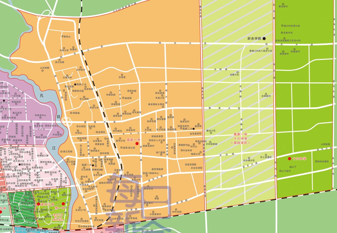 新余一中划片学区房高清图,新余绿景水岸四中是划片吗