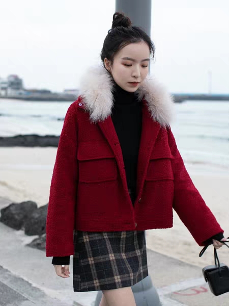 毛呢香风短款外套女秋冬最新款,中款毛呢外套穿搭短款