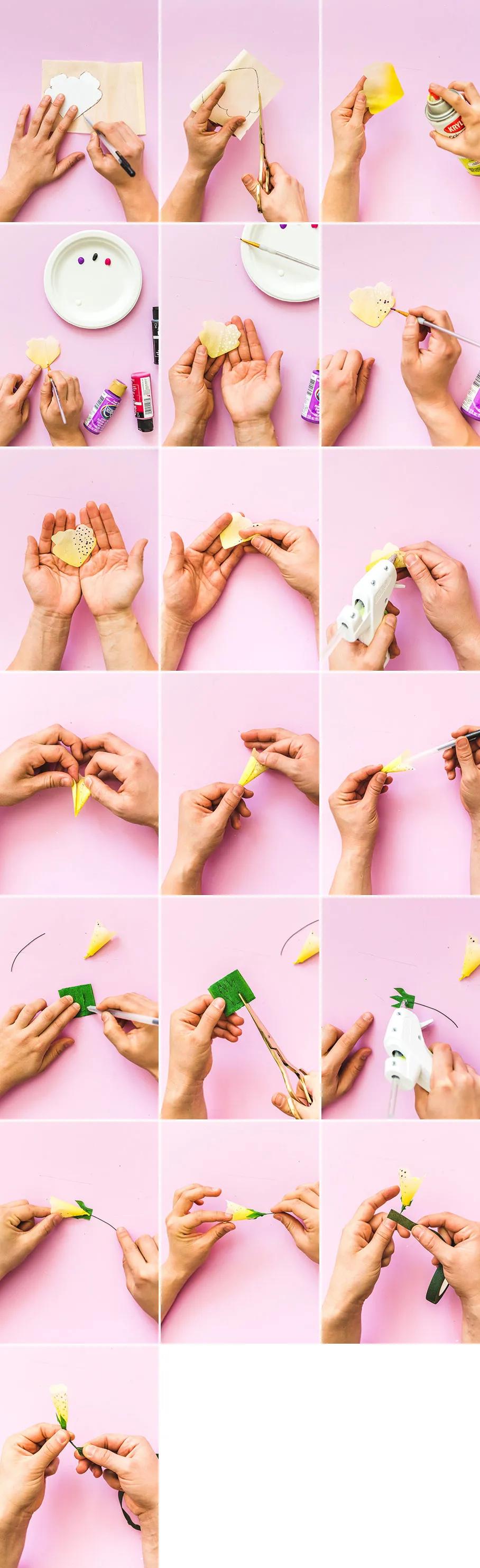 用手工纸做出来的花型装饰,软皱纹纸手工花