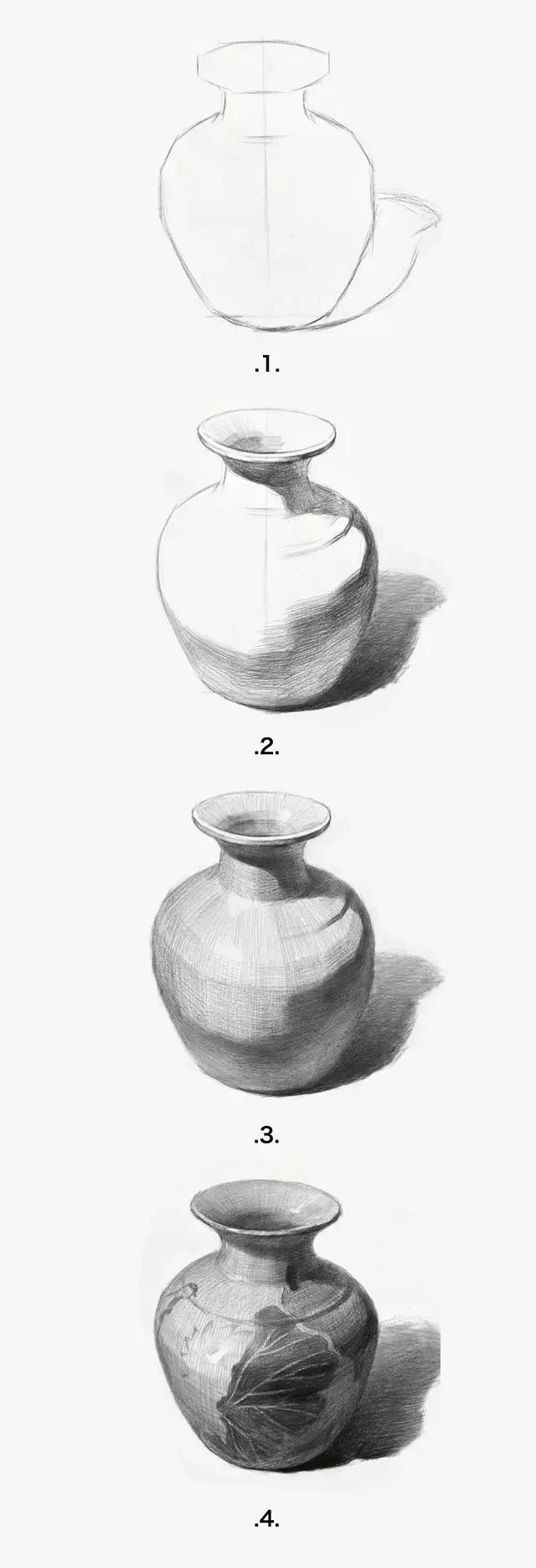 罐子素描要点,素描罐子和苹果的组合