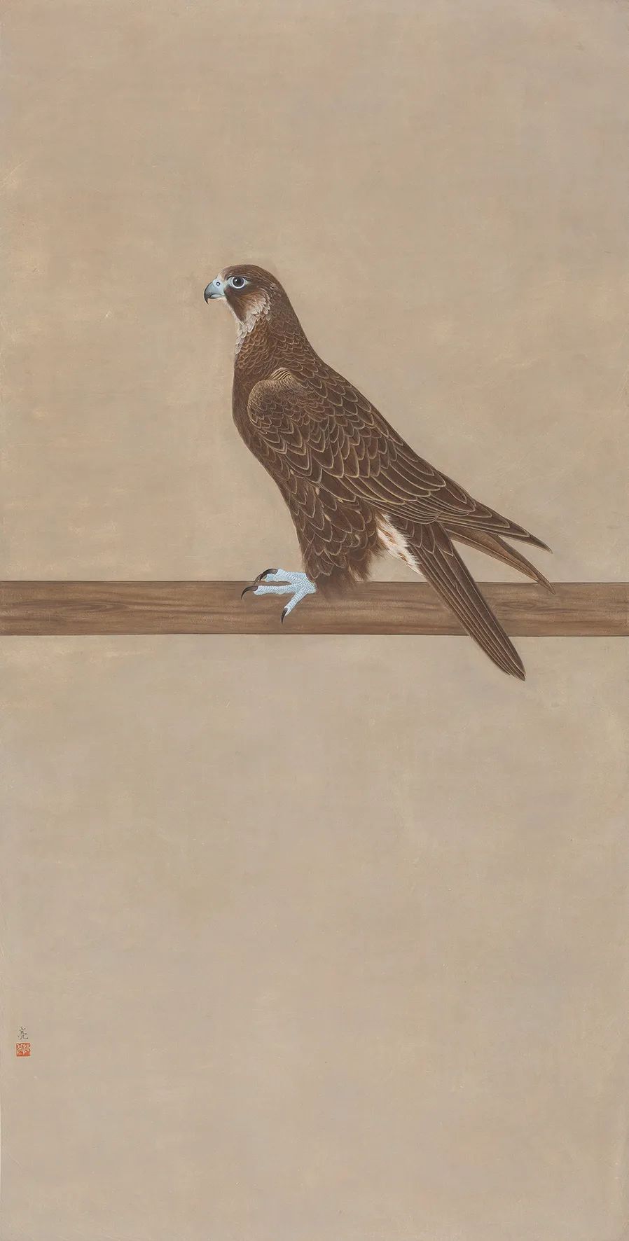 他画的鹰，严谨工致，萧疏威严