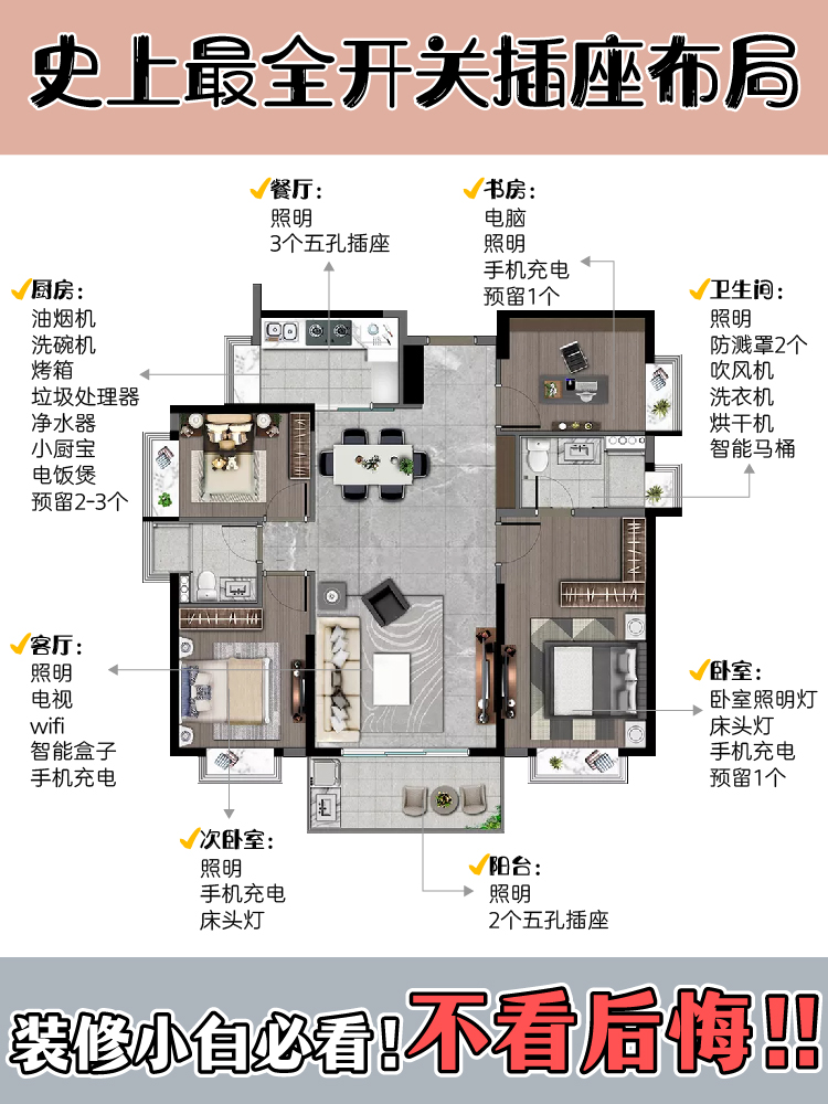 房子装修最佳开关插座布局,装修好的房子开关插座怎么布置