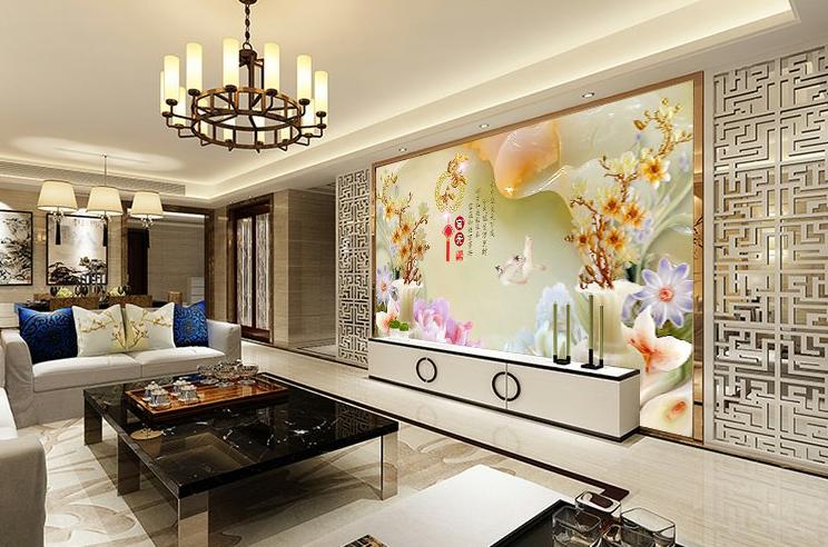 客厅沙发浮雕立体挂画背景墙,现代装饰风格电视背景墙效果图