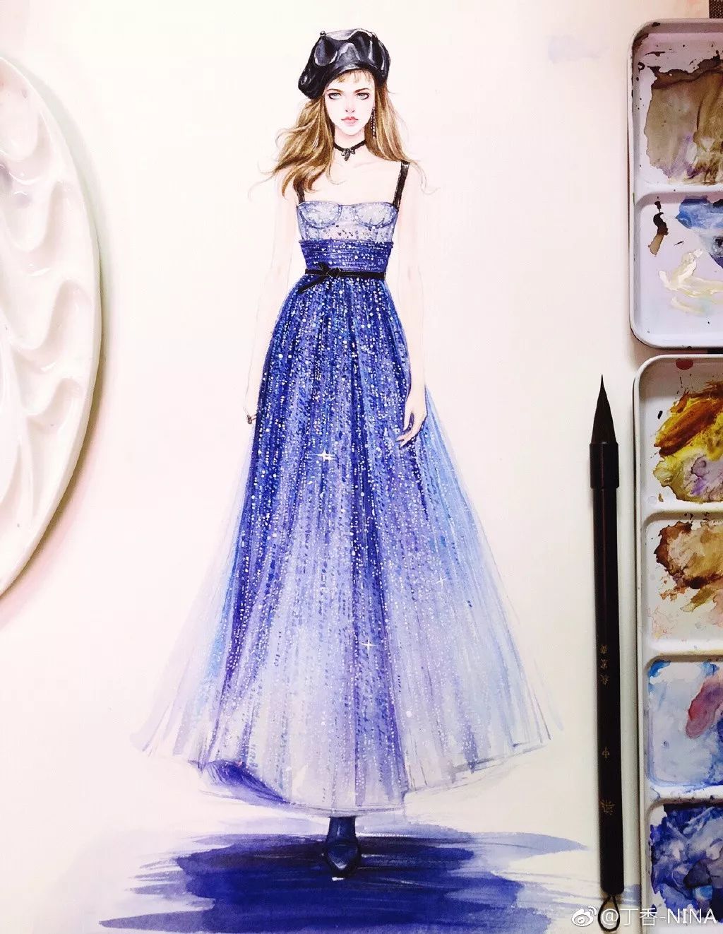 礼服怎么画好看仙气用彩铅,马克笔和彩铅裙子上色教程