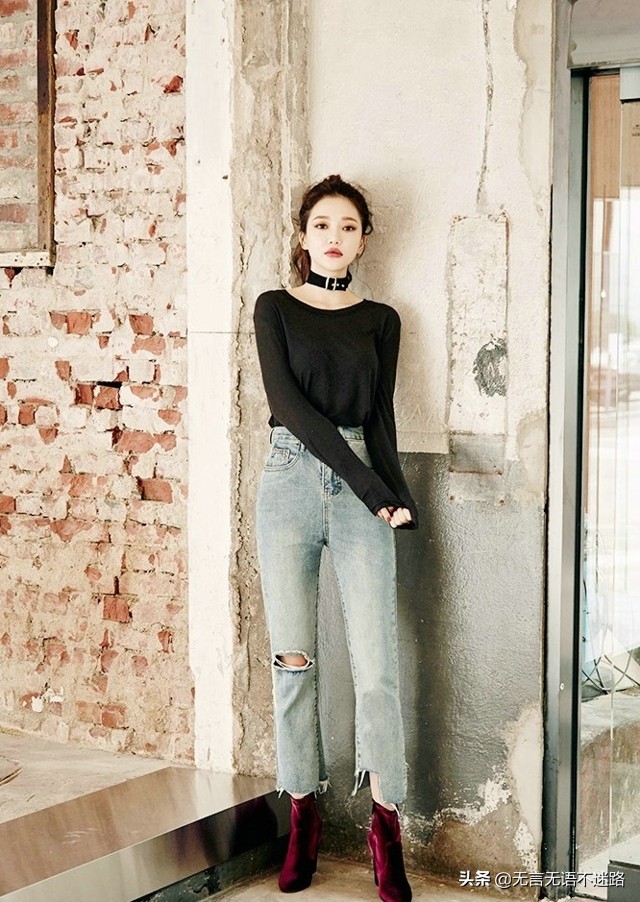 用牛仔裤穿出高贵冷艳风,牛仔裤透出姑娘的高级优雅感