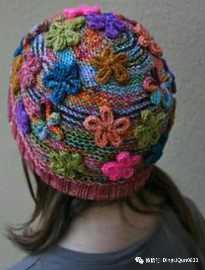 拼色帽子花样钩织教程冰丝线,双色线搭配的帽子钩织教程