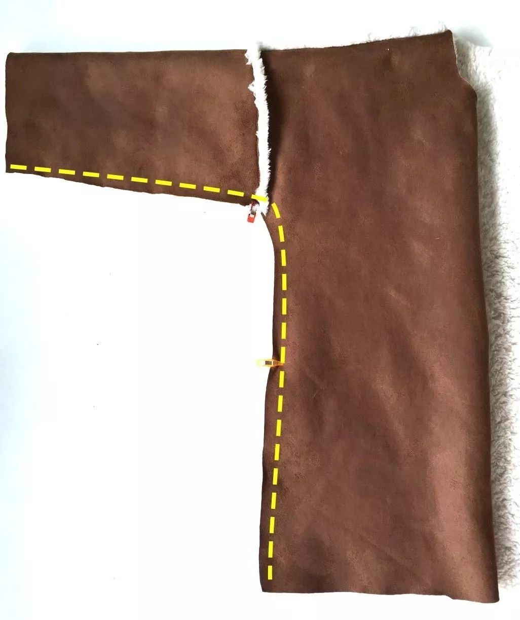 羊羔绒大衣裁剪方法,麂皮绒复合羊羔绒衣服裁剪图