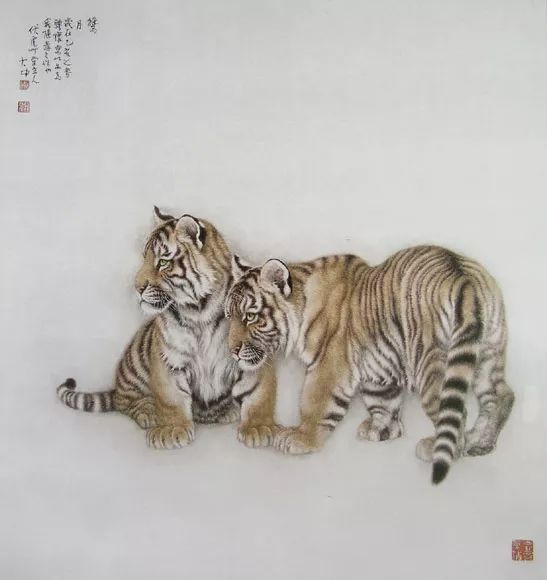 他笔下的虎充满了人的柔情与善意