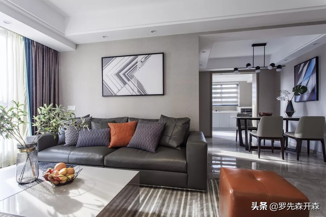 150平米爱马仕风格装修,高级灰爱马仕橙窗帘轻奢装修视频