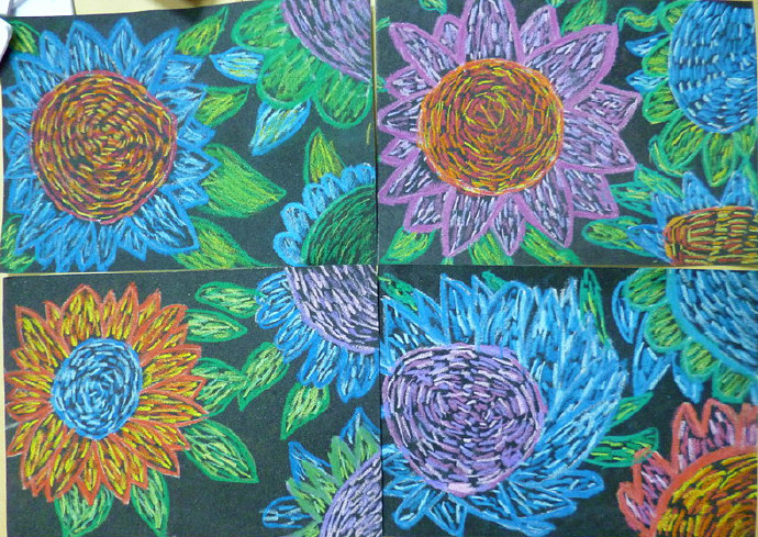 美术兴趣班油画棒创意范画3-5岁,100幅适合新手的油画棒作品