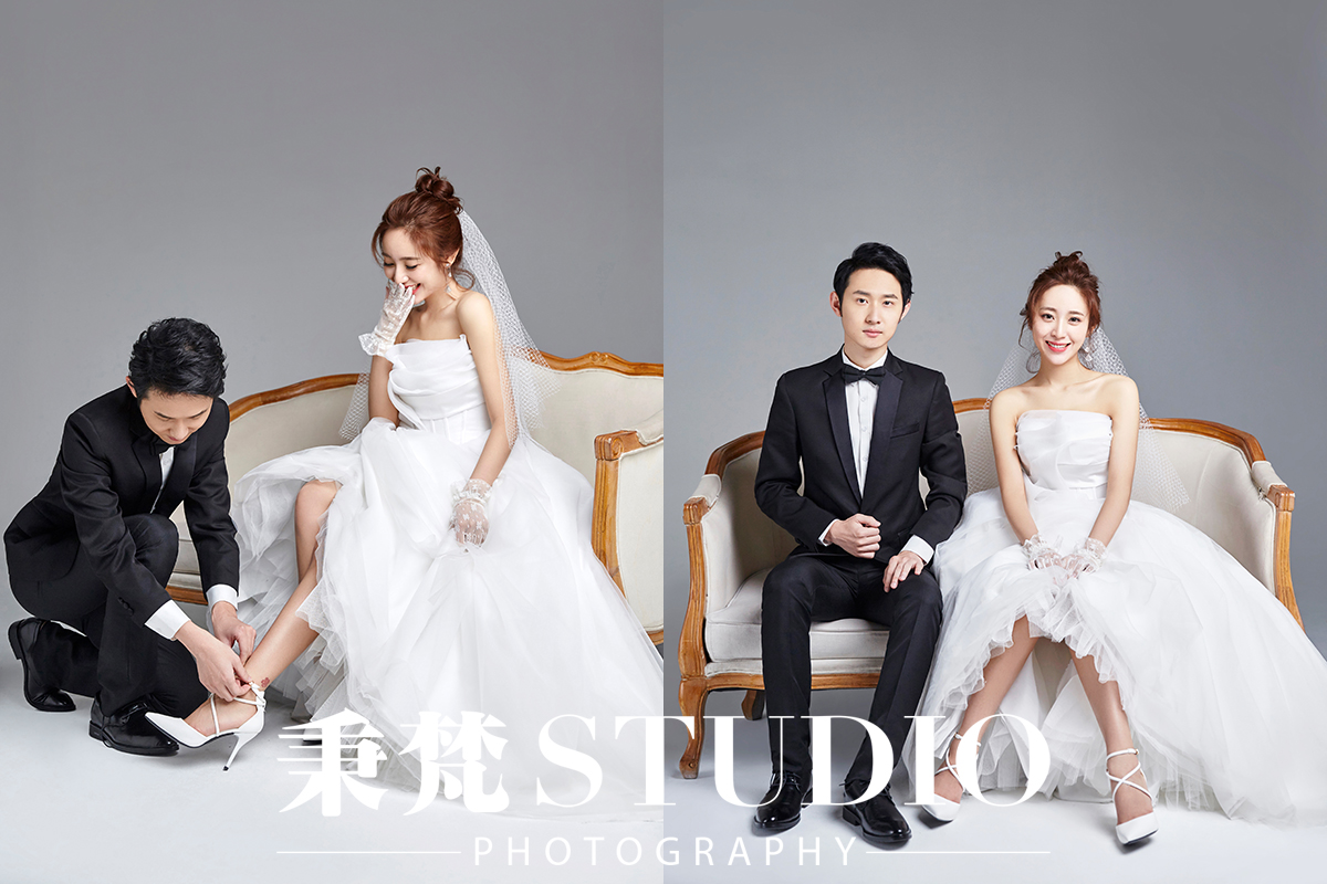 纯色系婚纱照,黑色背景婚纱照简单高级