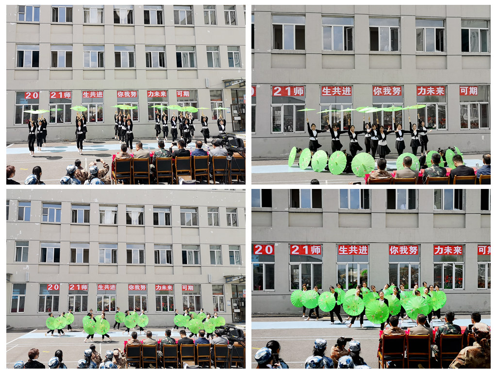 沈阳军训教官举旗手汇报仪式,沈阳市一二七中学学生军训