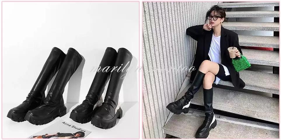 高腰靴子搭配正肩大衣,格子大衣和马丁靴怎么搭配才好看