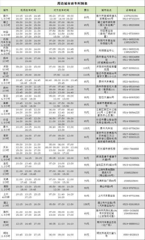 溧阳到禄口机场大巴班次时刻表,南京大厂到禄口机场大巴时刻表