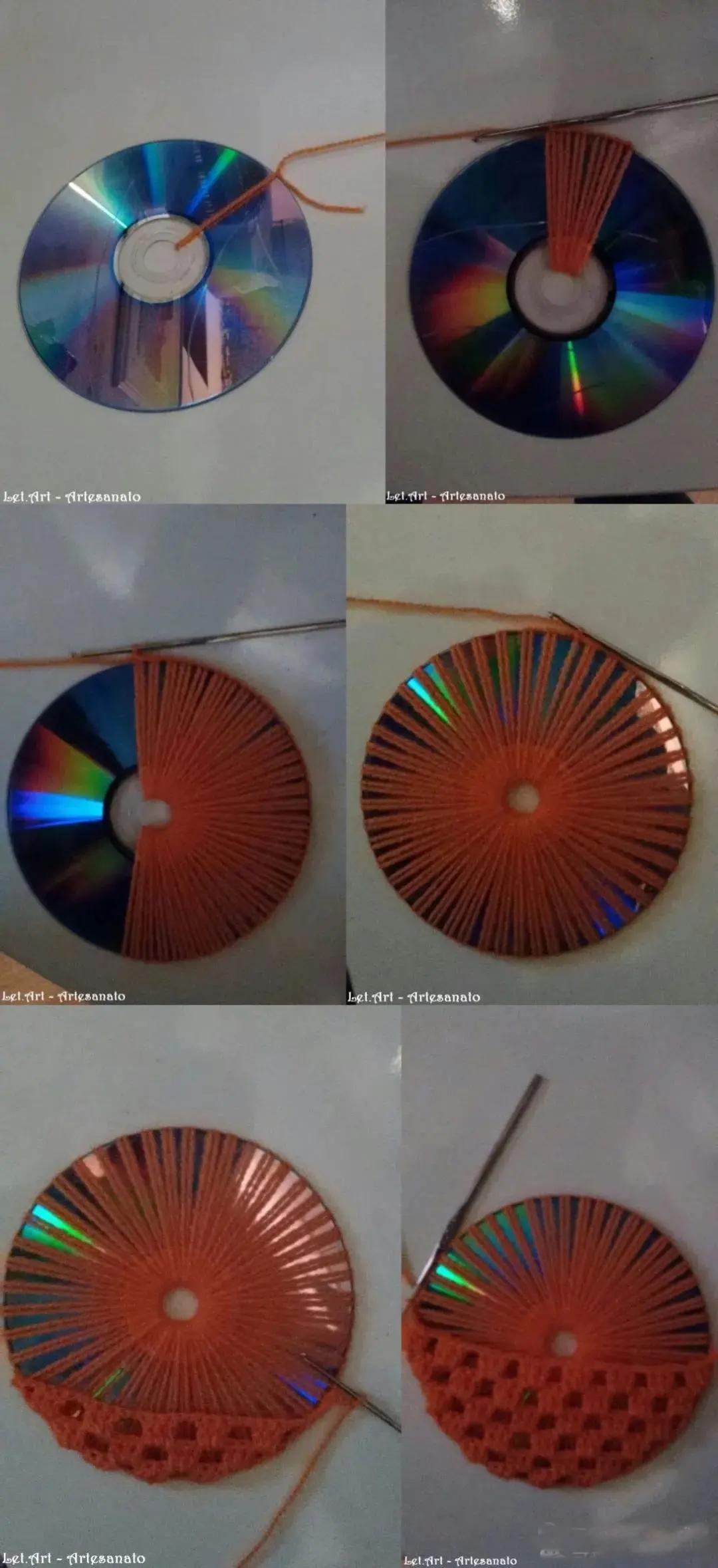 废旧光盘钩针收纳,可以钩什么物件好看又实用