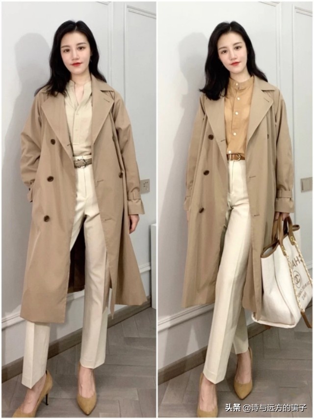 卡其色风衣高级感穿搭,卡其色风衣简单点穿搭