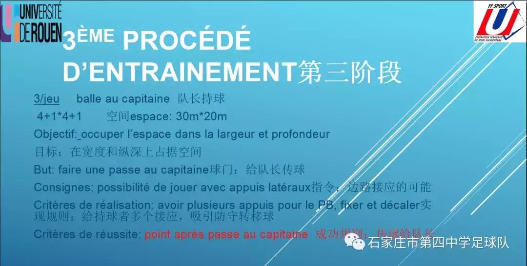 石家庄四中足球青训思路来自法国