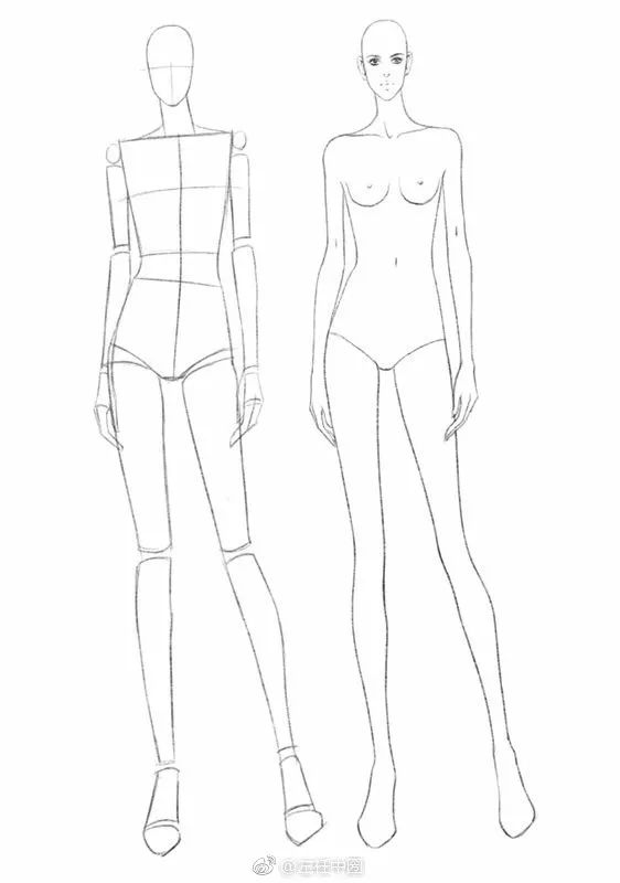 手绘服装画身体,手绘人物服装画法