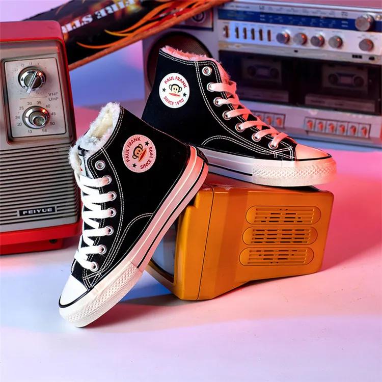 大嘴猴帆布鞋儿童加绒,女保暖鞋加绒加厚正品大嘴猴