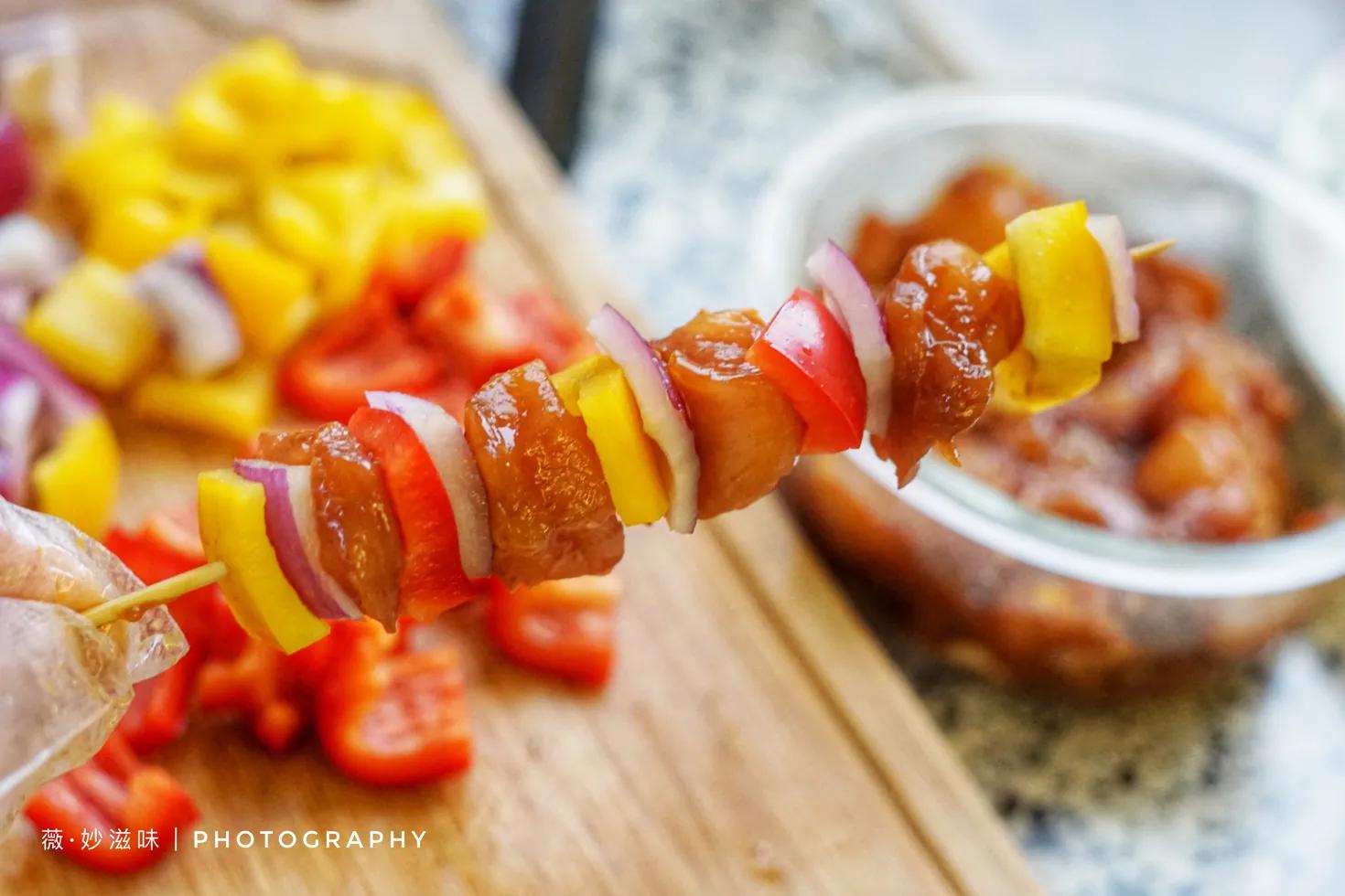 低脂彩椒鸡肉串晚餐,自制低脂少油彩椒鸡肉串