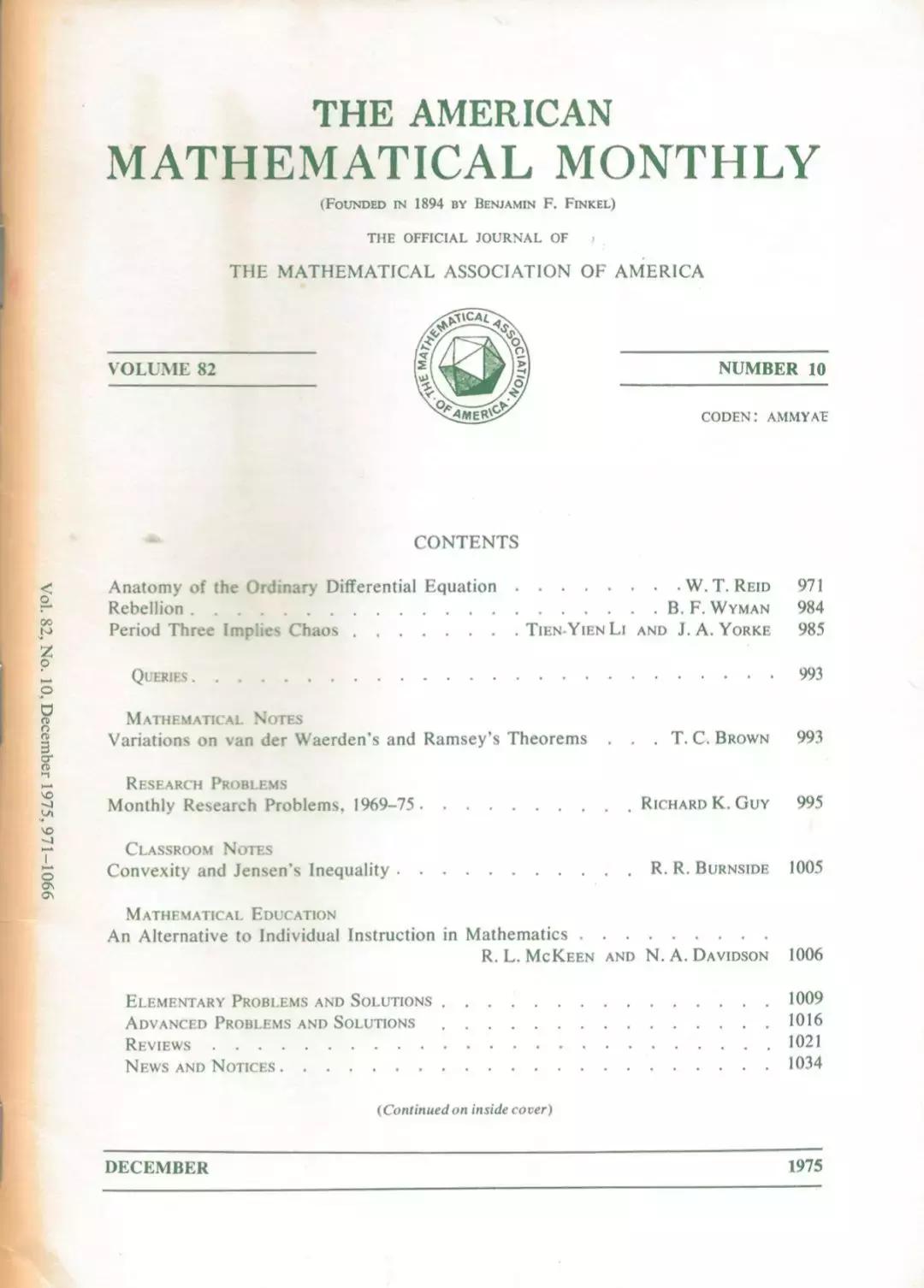 小人物解决四大数学问题:记传奇华人数学家李天岩