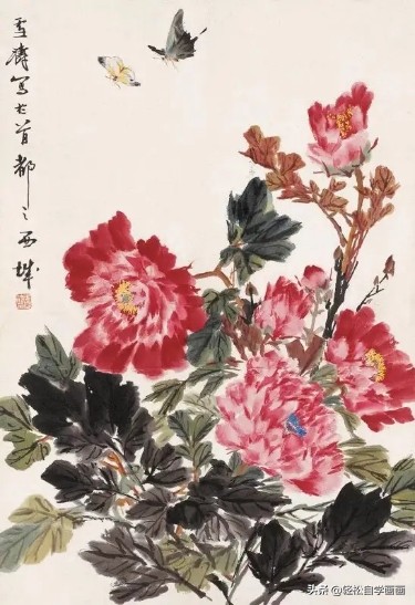 画牡丹如何加色能出层次,画牡丹调色运笔