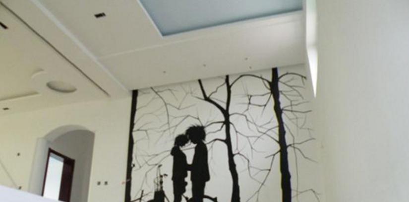 小清新简单黑白墙绘,简单清新的手绘墙图