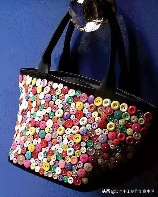 纽扣旧物改造篮子,旧物改造牛仔布做钥匙扣