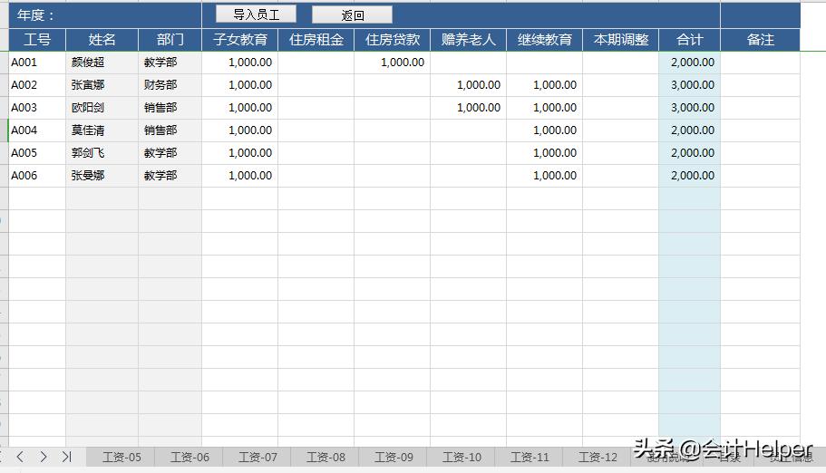 个税专项扣除如何导入工资,个税专项扣除工资表如何做