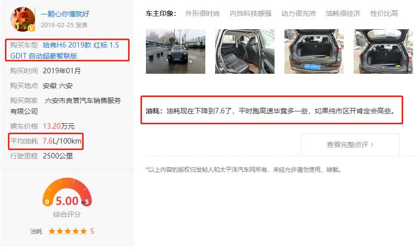 哈弗h6国潮版1.5t169马力油耗多少,哈弗h6二代工信部油耗