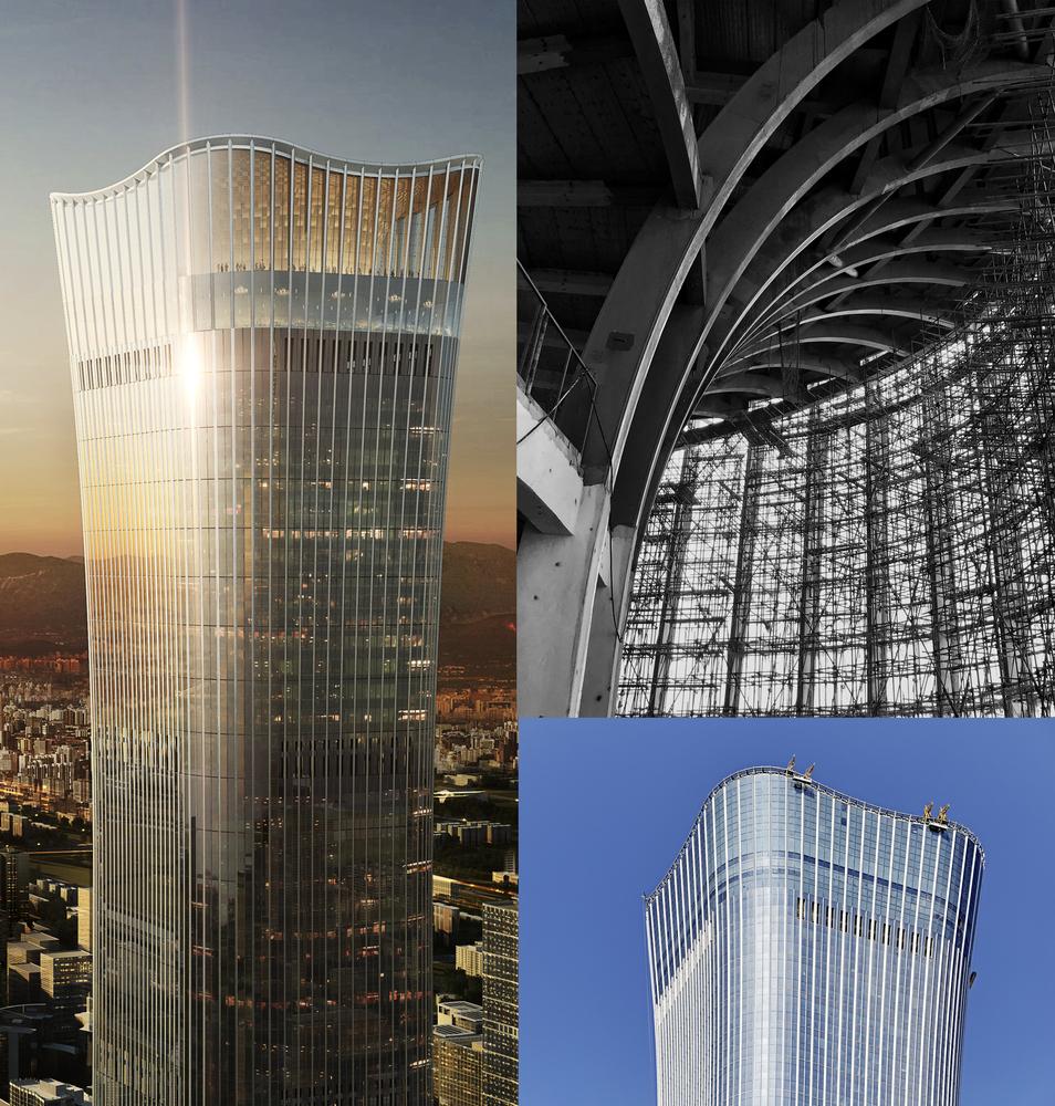 明月映衬中国尊北京最高建筑528米,北京中国尊528米112层