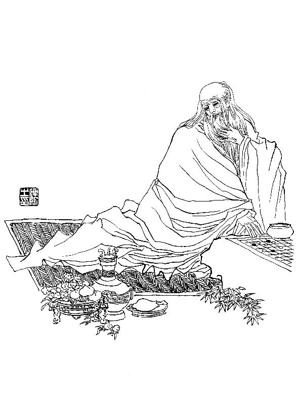 彭连熙工笔白描人物作品,工笔戏曲净角人物白描底稿