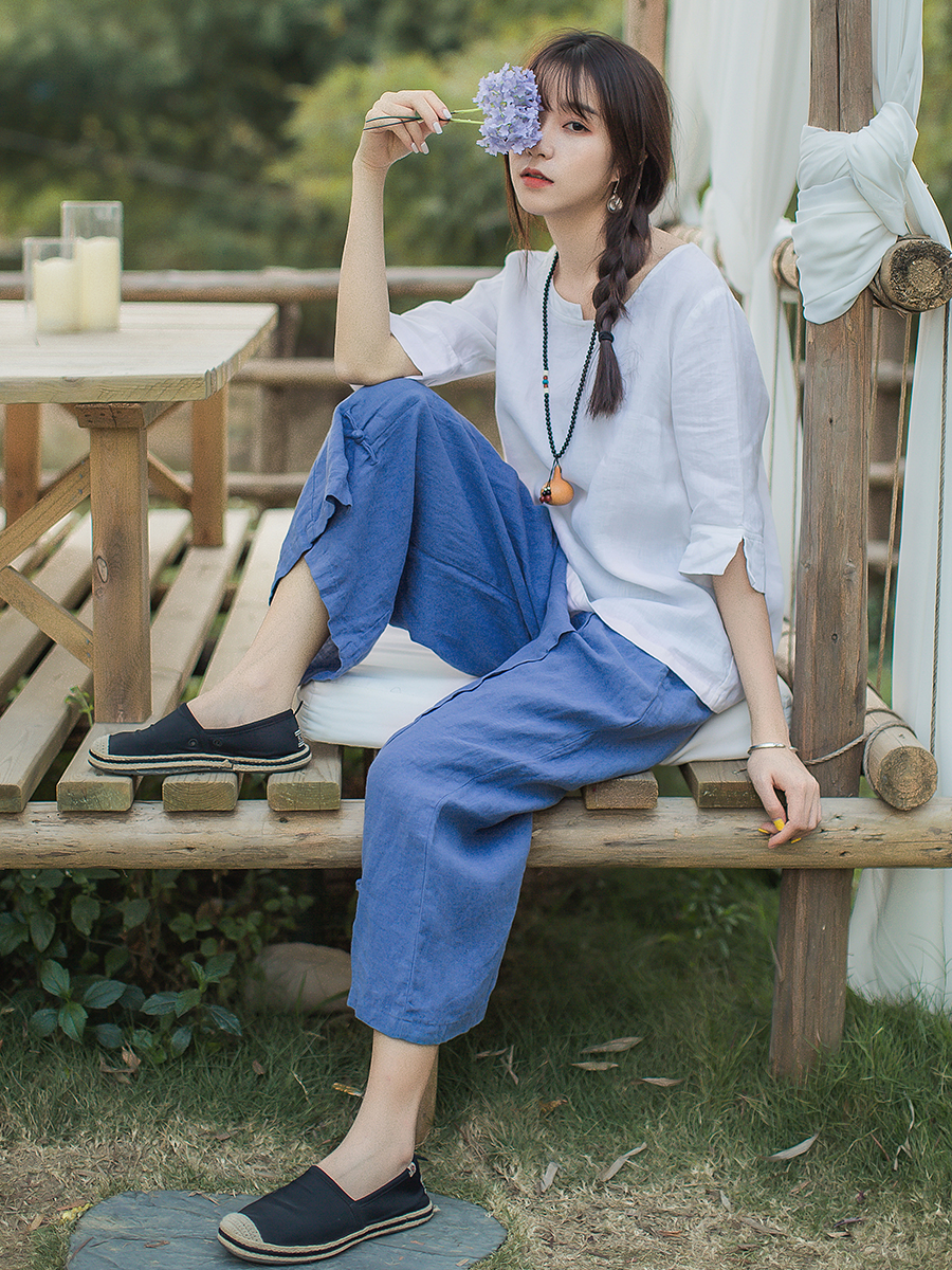 棉麻裤优雅气质显瘦减龄裤,洋气女裤棉麻裤搭配