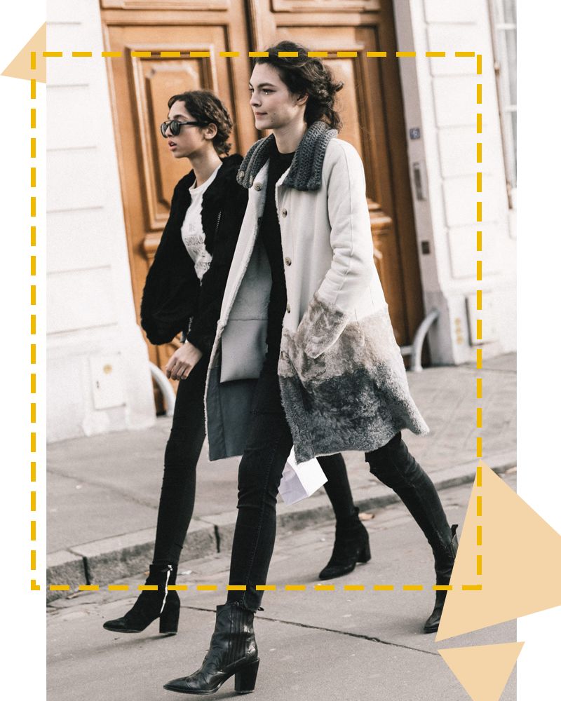 马丁靴+小黑裤，冬日保暖显高CP