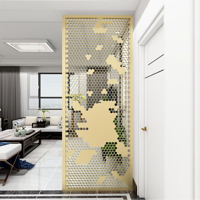 屏风隔断客厅高档大气不锈钢屏风,金属屏风哪个颜色好看