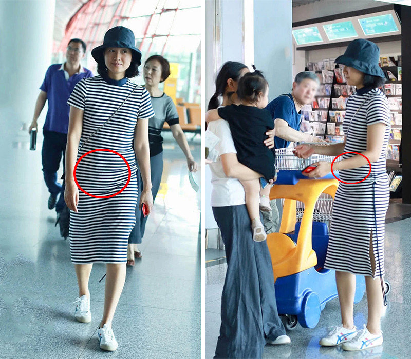 朱丹怀二胎素颜出街,朱丹二胎孕肚对比照