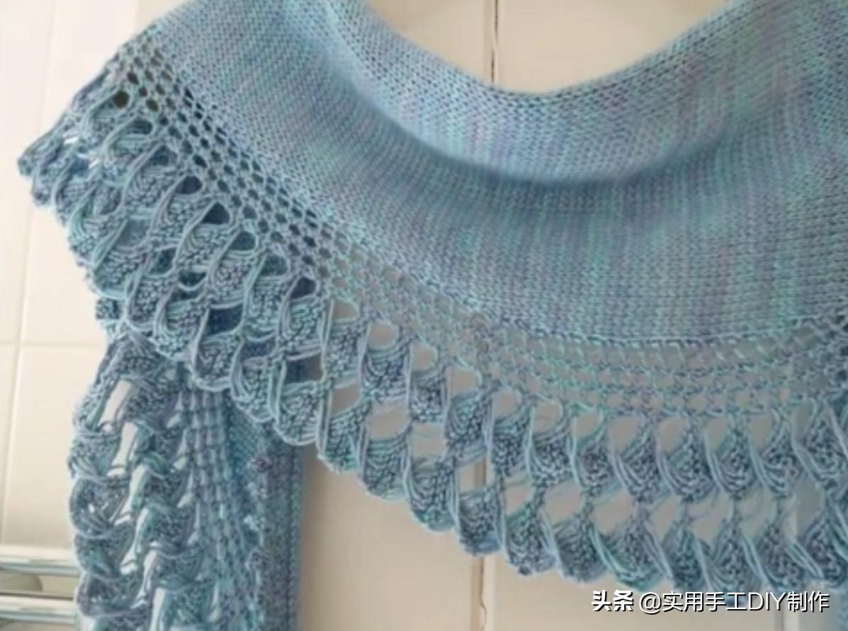 新款针织秋冬宽松披肩怎么织,针织中长款披肩
