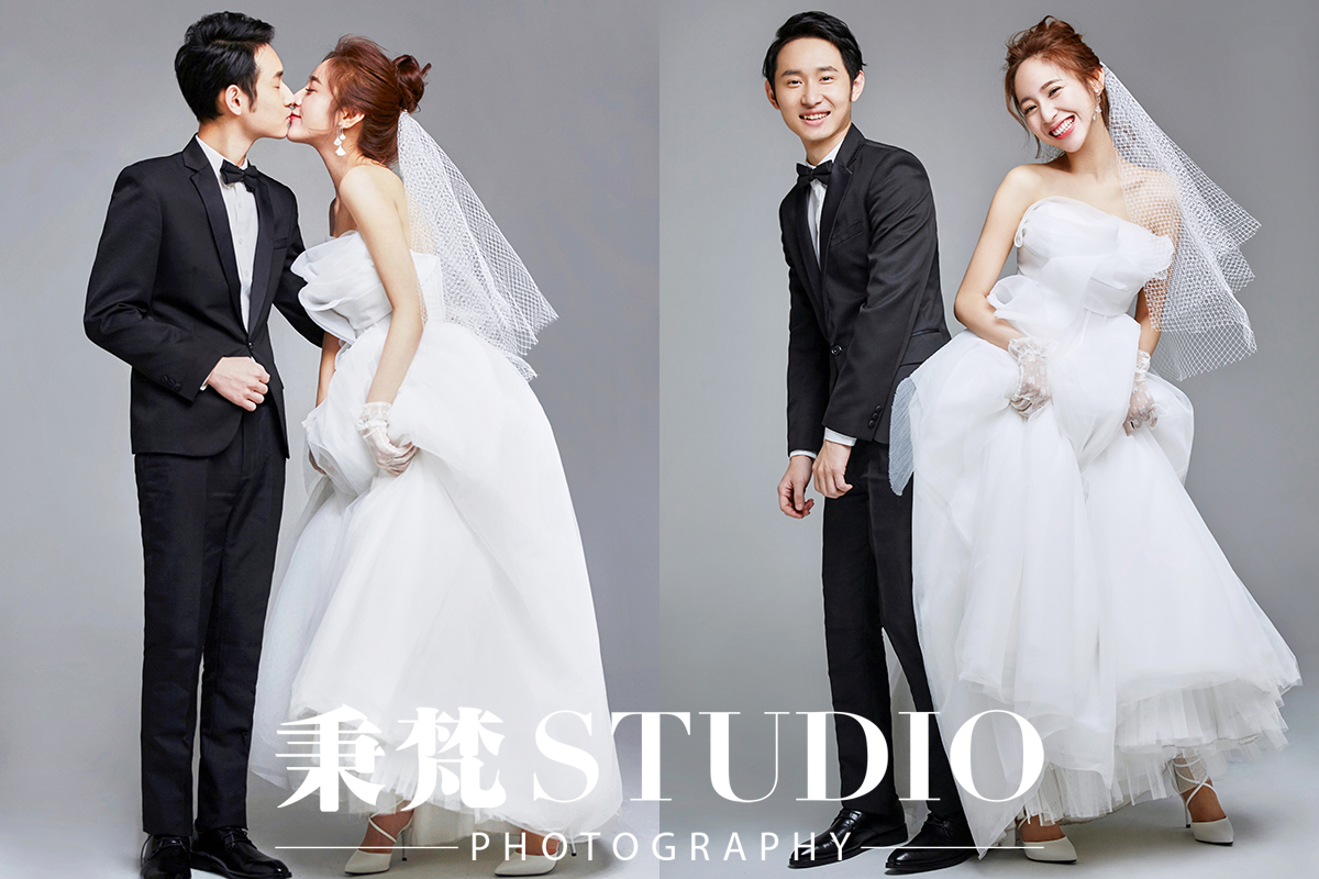 纯色系婚纱照,黑色背景婚纱照简单高级