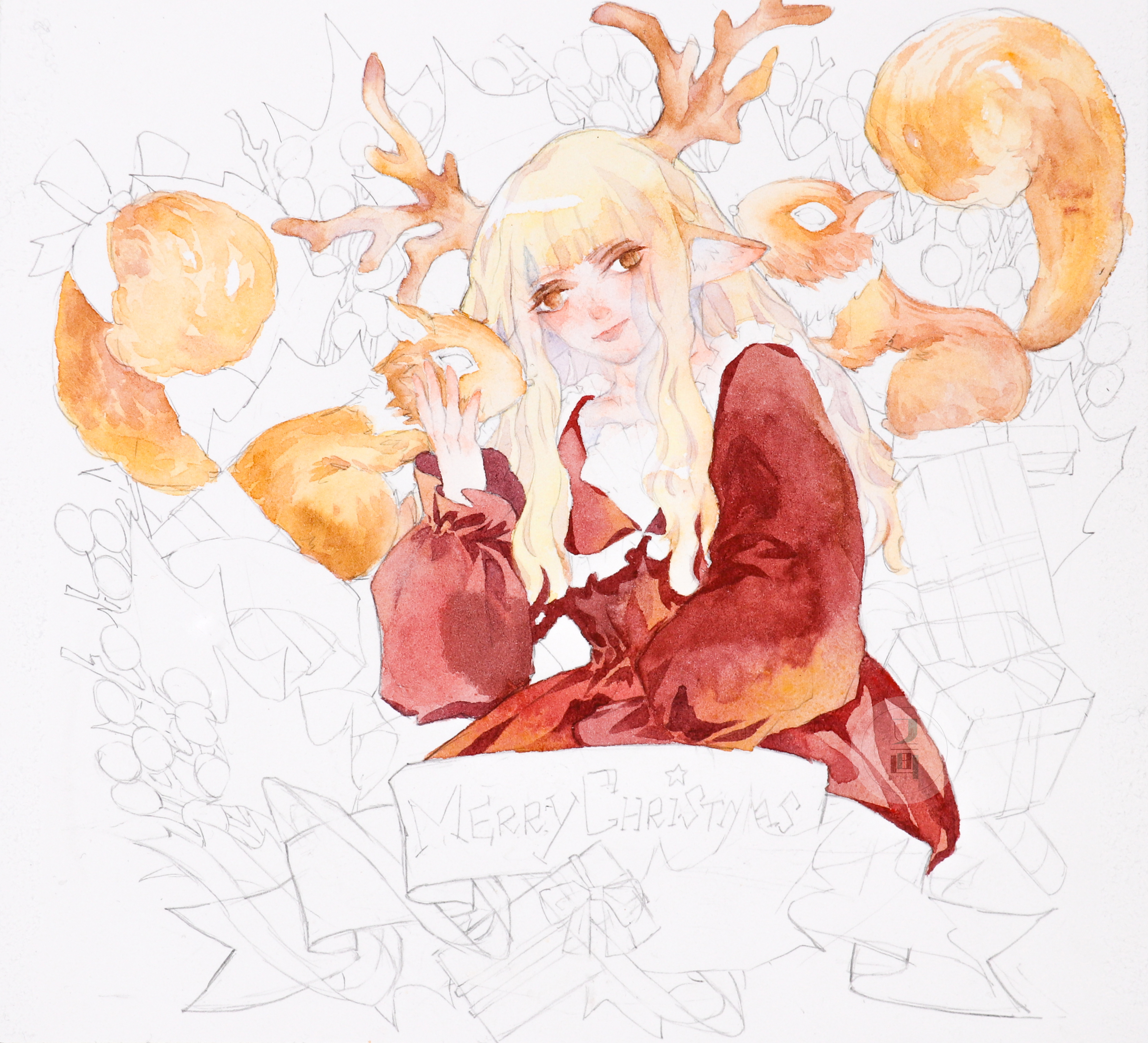 怎么用水彩来画圣诞,水彩教程梦幻