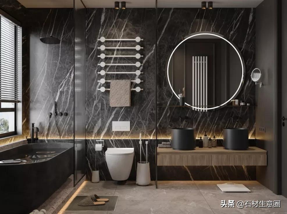 大理石做的浴室柜效果图,极简风格大理石浴室