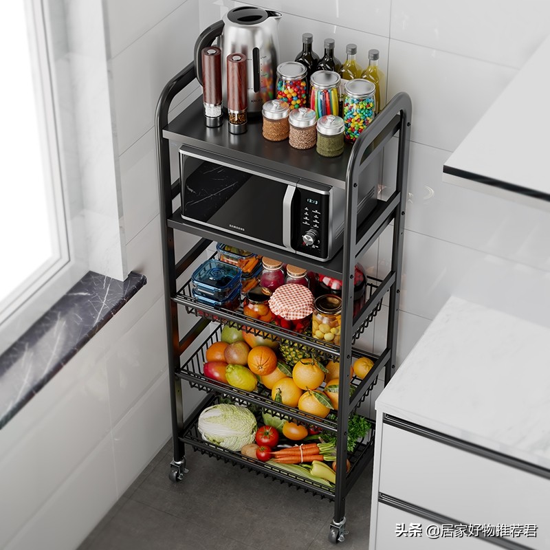 厨房多层置物架解决厨房杂乱问题,告别小厨房脏乱差只需一台集成灶