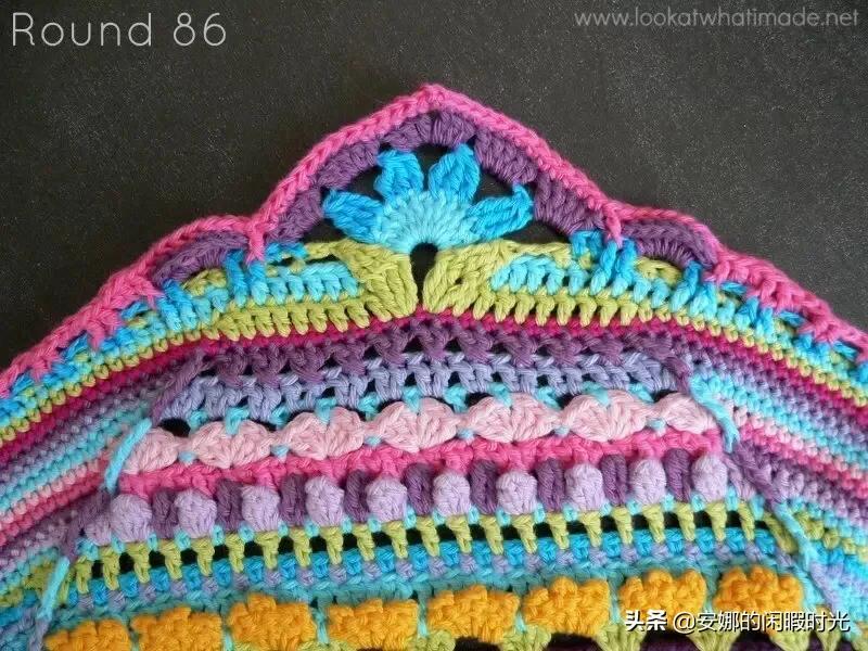 曼陀罗毯子编织教程,苏菲花园曼陀罗毯子钩法高清图解