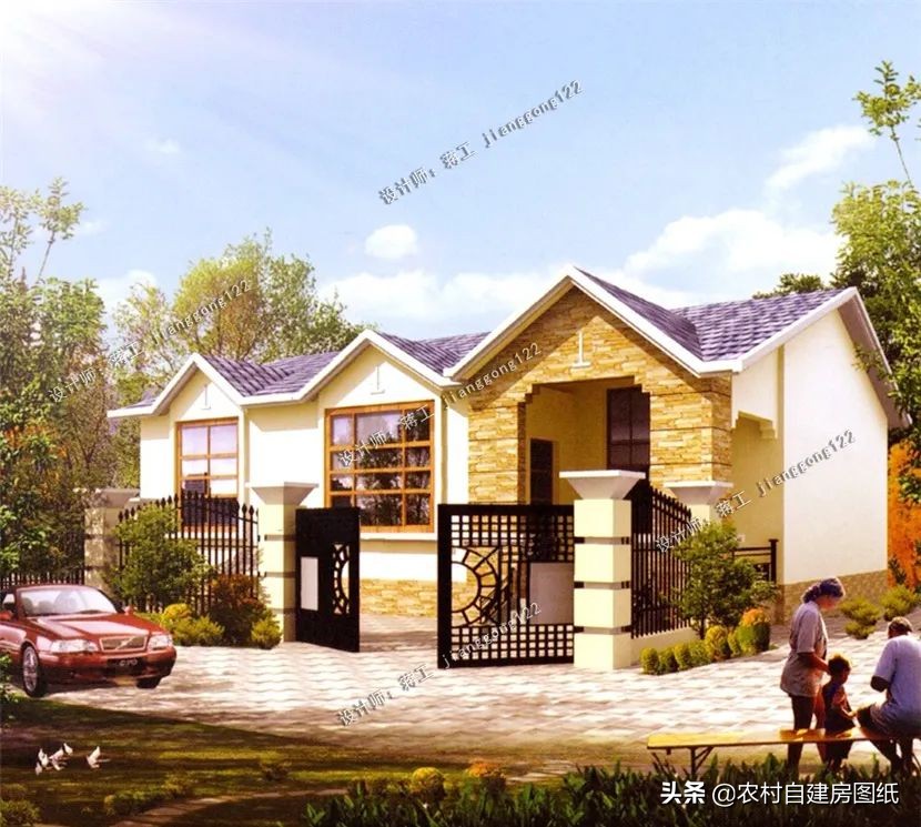 带土炕一层养老房设计图,10万以下一层自建房带火炕三间